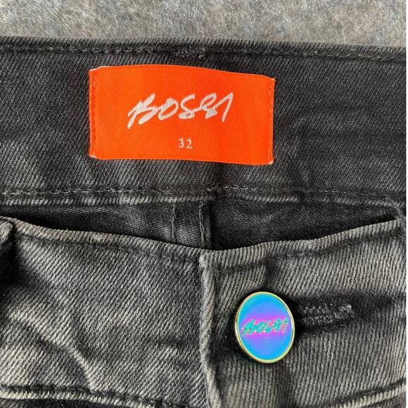 Bossi Men’s SPRP Leather Skull Black Faded Skinny Fitted Denim Jeans Size 34 - Picture 4 of 5